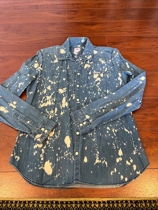 Lacoste Tops - Lacoste L!ve Denim Shirt with Bleach Splatter